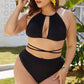 Plus Size Cutout Tied Backless Bikini Set - NawdeX