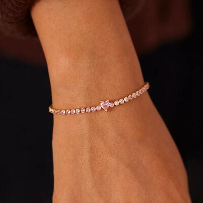 Heart Shape Inlaid Zircon 18K Gold-Plated Bracelet