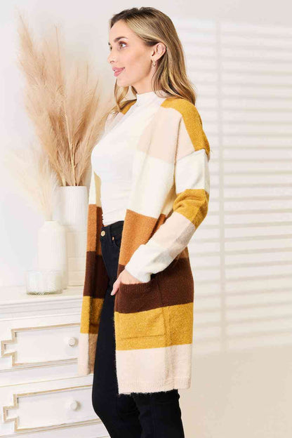 Woven Right Color Block Dropped Shoulder Cardigan - NawdeX