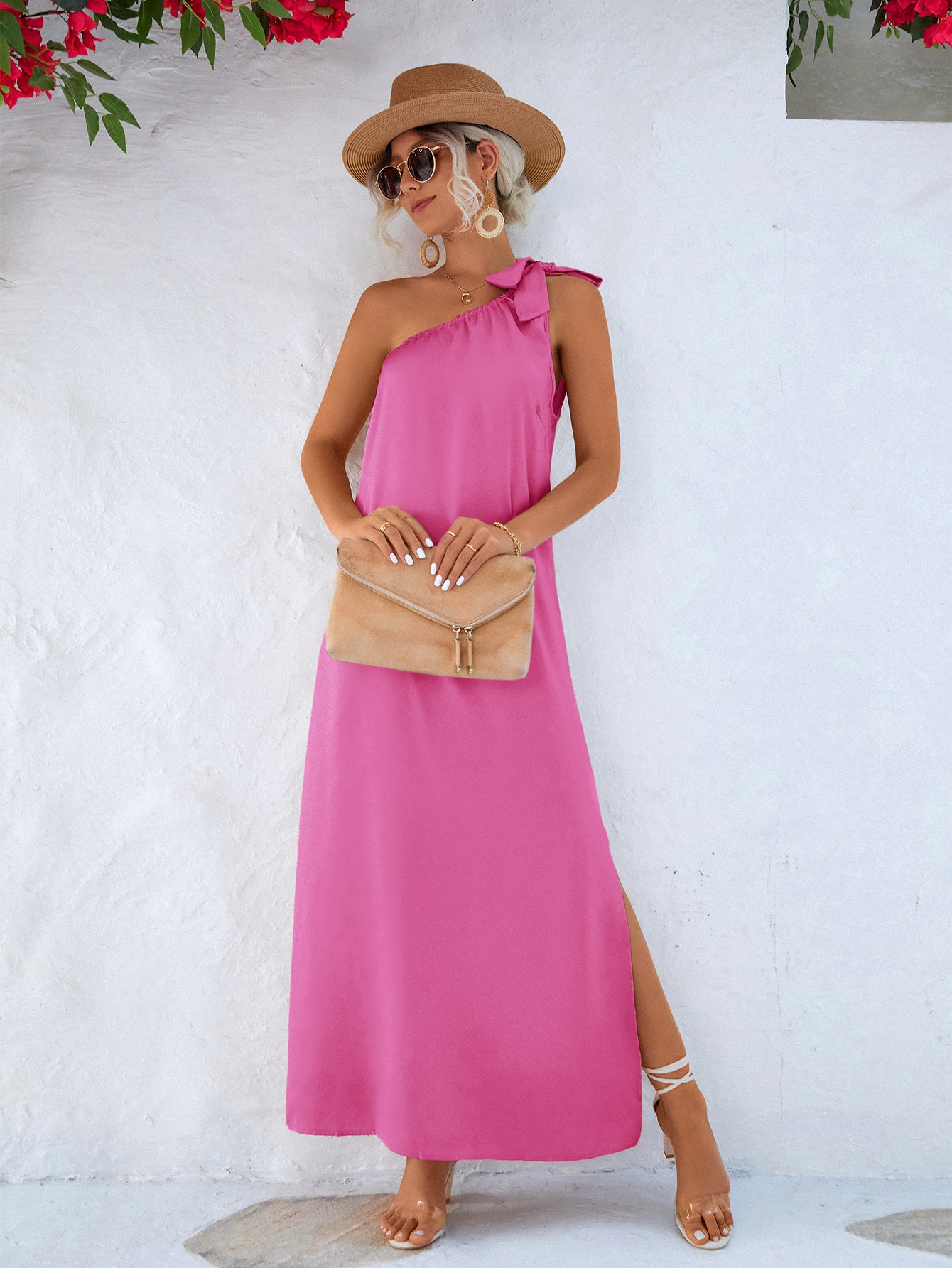 One-Shoulder Slit Maxi Dress - NawdeX