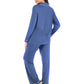 Collared Neck Long Sleeve Loungewear Set with Pockets - NawdeX