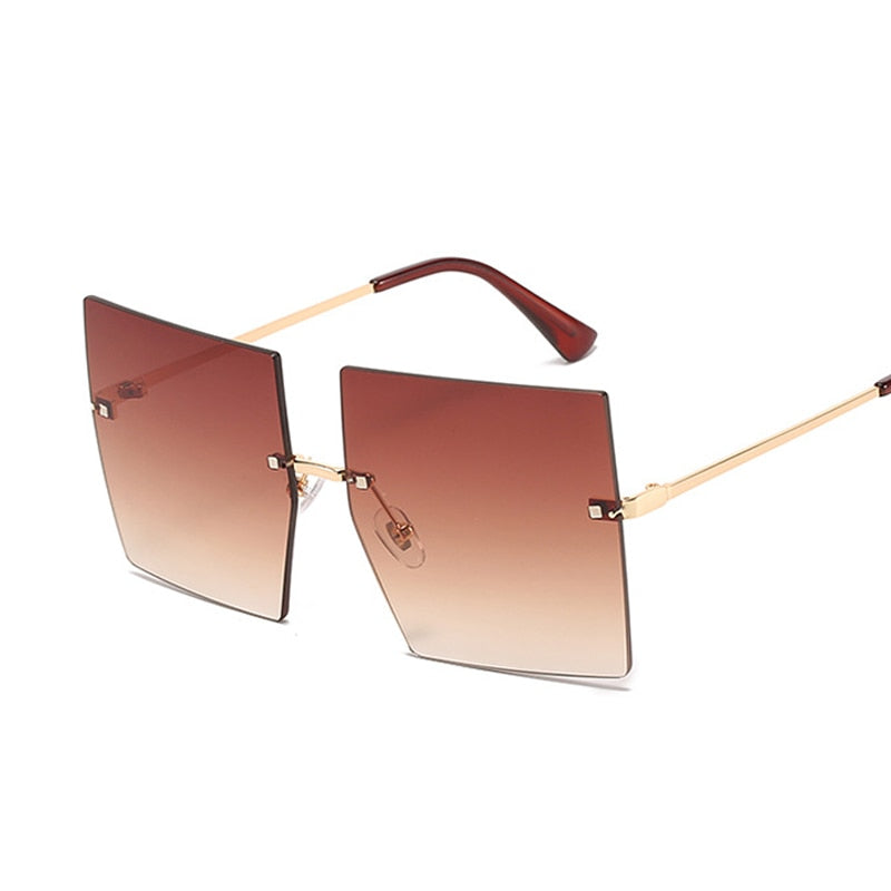 Oversized Rimless Square Sunglasses - NawdeX