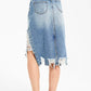 Women's Irregular fringed ripped butt-lifting denim midi skirt - NawdeX