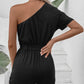 Single Shoulder Tie Waist Romper - NawdeX