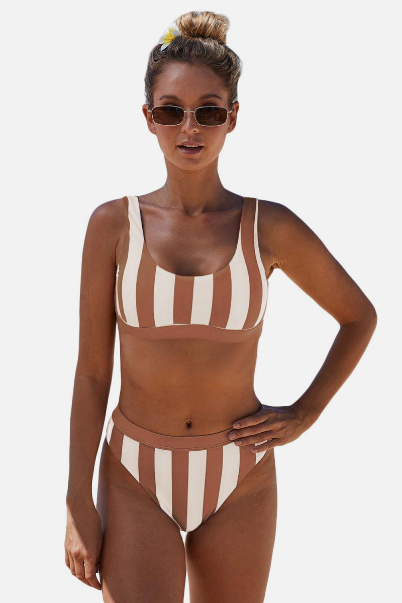 Striped Tank High Waist Bikini - NawdeX