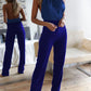 Women's Sexy Temperament Solid Color Halter Neck Backless Slim Jumpsuit - NawdeX