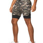 Men's 2-in-1 Shorts Sports Allover Camo Print Drawstring Shorts - NawdeX