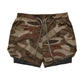 Men's 2-in-1 Shorts Sports Allover Camo Print Drawstring Shorts - NawdeX