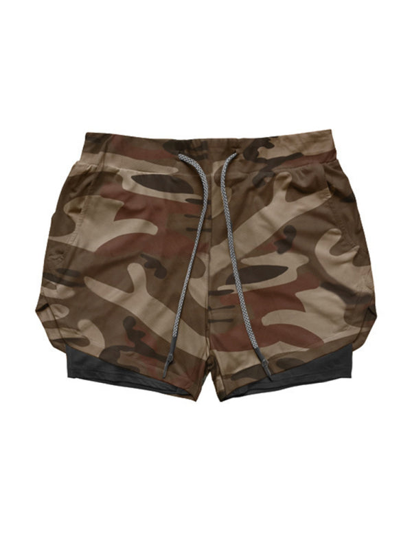 Men's 2-in-1 Shorts Sports Allover Camo Print Drawstring Shorts - NawdeX