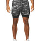 Men's 2-in-1 Shorts Sports Allover Camo Print Drawstring Shorts - NawdeX