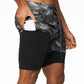 Men's 2-in-1 Shorts Sports Allover Camo Print Drawstring Shorts - NawdeX