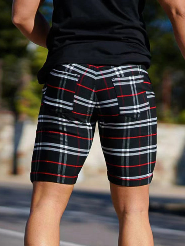 men's skinny plaid plus size casual shorts - NawdeX