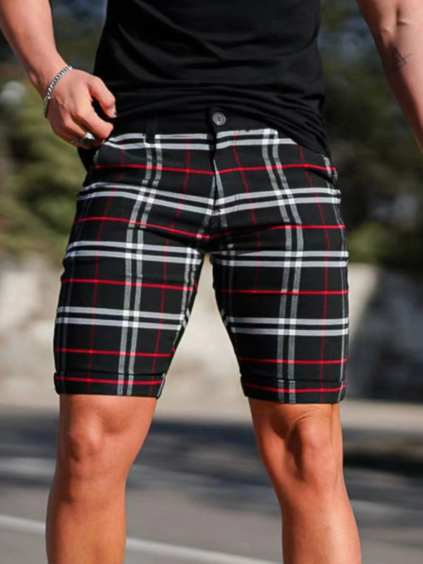 men's skinny plaid plus size casual shorts - NawdeX