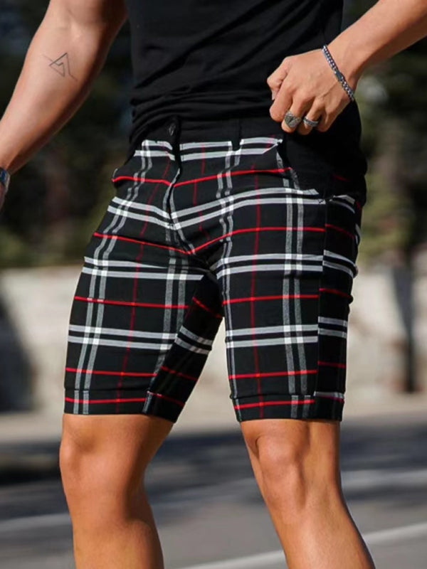 men's skinny plaid plus size casual shorts - NawdeX