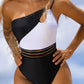 Women's Sexy Colorblock One Shoulder Swimsuit - NawdeX