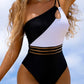 Women's Sexy Colorblock One Shoulder Swimsuit - NawdeX