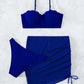 Women's solid color shell shape bikini three-piece sets - NawdeX