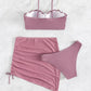Women's solid color shell shape bikini three-piece sets - NawdeX