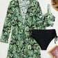 Women's tropical print bikini three-piece sets - NawdeX