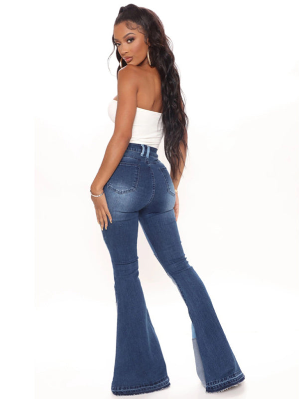 Women's Colorblock High Waist Flared Jeans - NawdeX