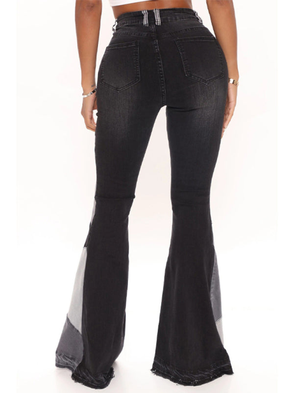 Women's Colorblock High Waist Flared Jeans - NawdeX