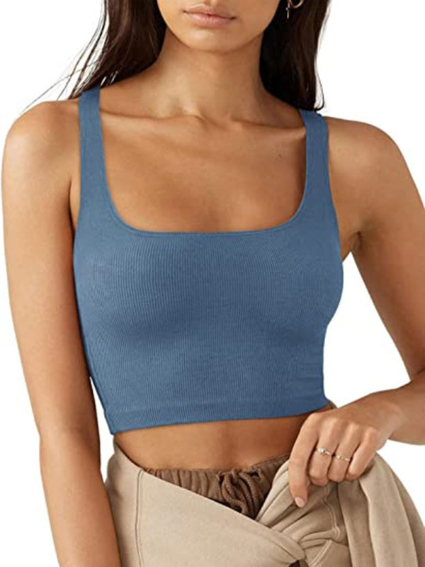 Women's solid color casual thread short vest - NawdeX