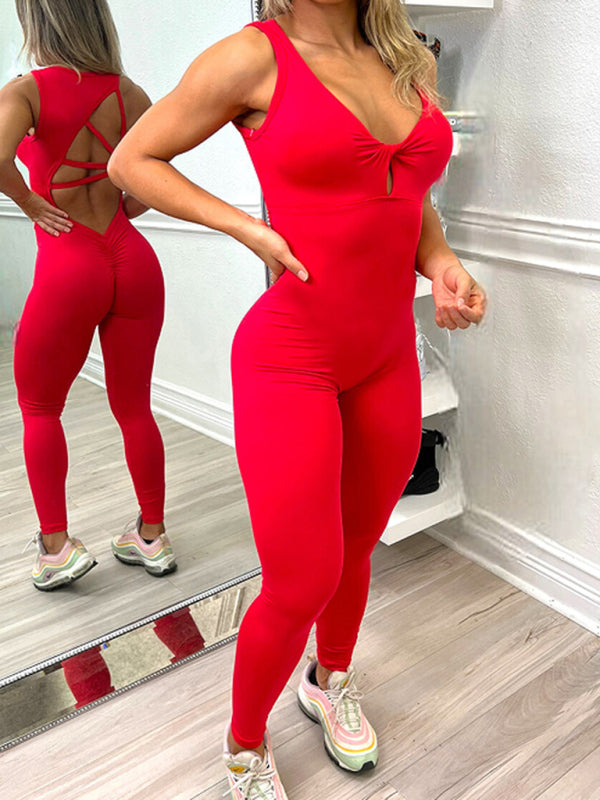 Women's sexy backless yoga fitness jumpsuit - NawdeX